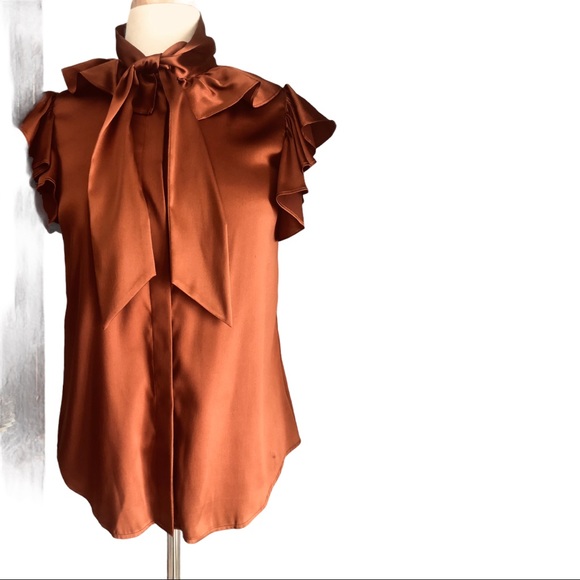 Theory Tops - Theory brown satin top.